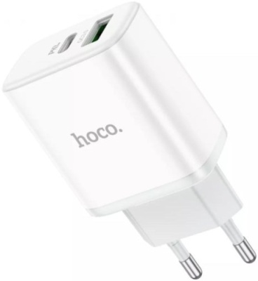 мережевий зарядний пристрій hoco c105a 1usb/18w/qc3.0 + 1type-c/20w/pd (білий) 