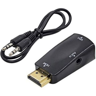 перехідник hdmi - vga(f) + aux (чорний) 