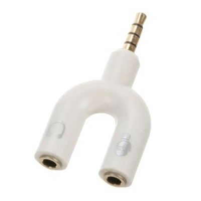 розгалужувач aux 3.5mm(male) - 2*3.5mm (female)mic (білий) 