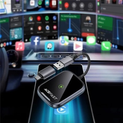 Адаптер бездротовий автомобільний ACEFAST QC1 (CarPlay/Android Auto/адаптер Type-C) (сірий)