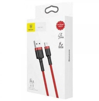 кабель baseus cafule usb - lightning 2.4a/1m (calklf-b09) (red-black) 