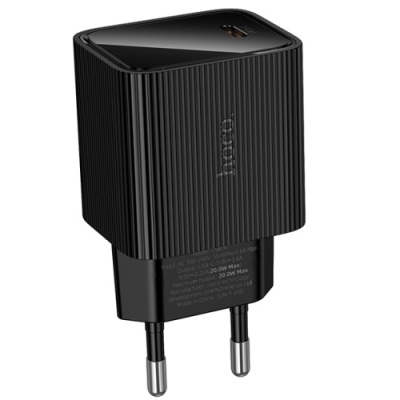 мережевий зарядний пристрій hoco cs82a 1type-c/20w/pd (чорний) 