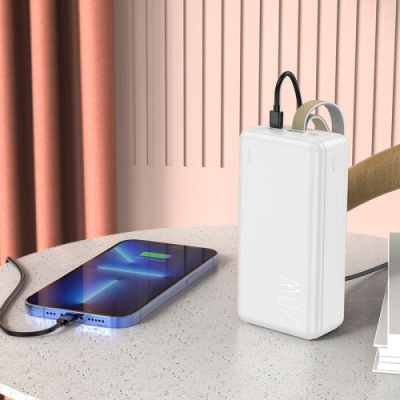 додаткова батарея power bank hoco j87b pd20w+qc3.0 30000 mah (білий) 