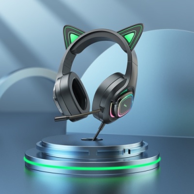 навушники для комп'ютера hoco w107 cute cat ear (зелений) 