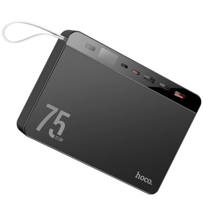 додаткова батарея power bank hoco j94 overlord pd20w+qc3.0 22.5w fully compatible pd20w/qc/lcd 75000 mah (чорний) 