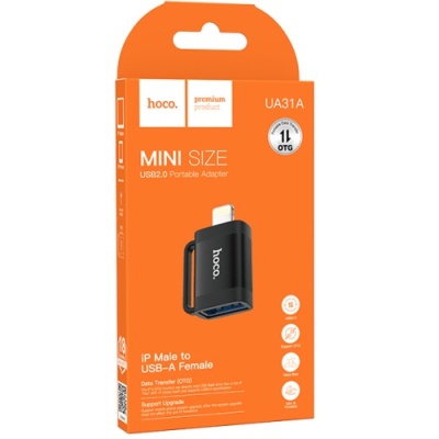 перехідник hoco ua31a lightning - usb (чорний) 