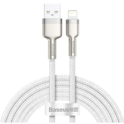кабель baseus cafule metal usb - lightning 2.4a/2m (caljk-b02) (white) 
