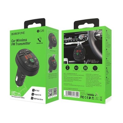 FM Модулятор Borofone BC26 2USB/2.1A (Чорний)