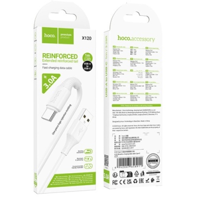 кабель hoco x120 usb - type-c 3.0a/1m (білий) 