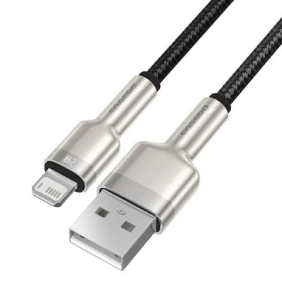 кабель baseus cafule metal usb - lightning 2.4a/2m (caljk-b01) (black) 