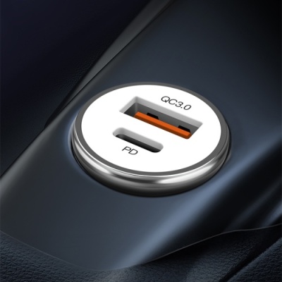 Автомобільний Зарядний Пристрій XO CC25 1USB/QC3.0 + 1Type-C/25W/PD (Білий)