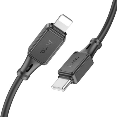 кабель hoco x101 silicone (pd) type-c - lightning 27w/1m (чорний) 