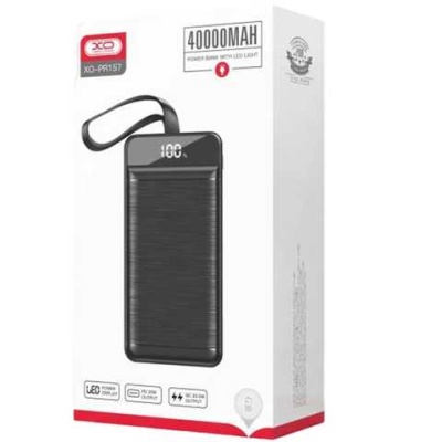 додаткова батарея power bank xo pr157 pd20w+qc22.5w 40000 mah (чорний) 