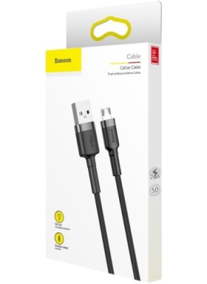 кабель baseus cafule usb - microusb 2.4a/0.5m (camklf-ag1) (black-grey) 