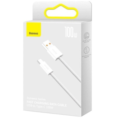 кабель baseus dynamic series usb - type-c 100w 5a/1m (cald000602) (white) 