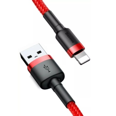 кабель baseus cafule usb - lightning 2.4a/0.5m (calklf-a09) (red-black) 