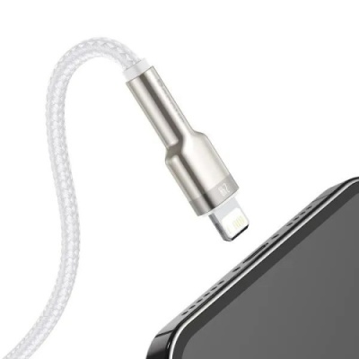 кабель baseus cafule metal usb - lightning 2.4a/2m (caljk-b02) (white) 
