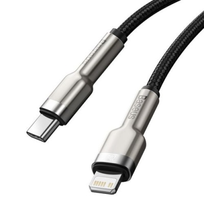 кабель baseus cafule metal (pd) type-c - lightning pd20w/2m (catljk-b01) (black) 