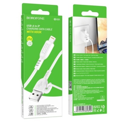 кабель borofone bx91 usb - lightning 2.4a/1m (білий) 