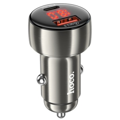 Автомобільний Зарядний Пристрій Hoco Z50 PD30W+QC3.0 (1USB/1Type-C) (сірий)