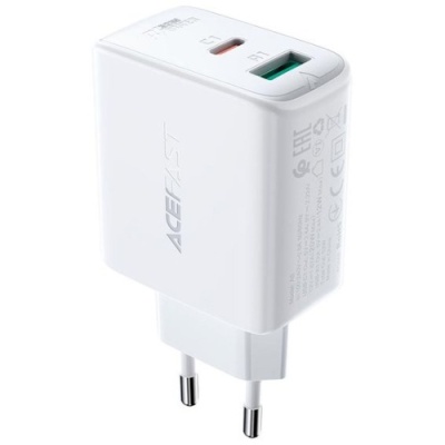 мережевий зарядний пристрій acefast a5 pd32w+qc 3.0 (1type-c/usb/3a) (білий) 