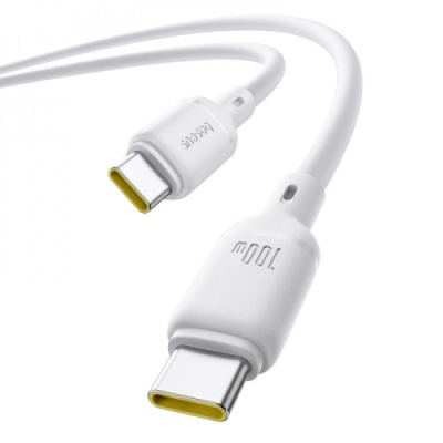 кабель baseus silky series fast charging type-c - type-c 100w/2m (p10377704213-01) (white) 