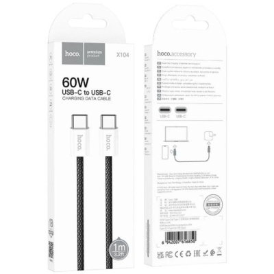 кабель hoco x104 source (pd) type-c - type-c 60w/1m (чорний) 