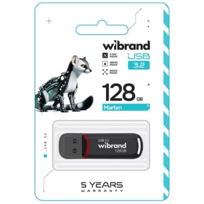 usb флеш-накопичувач wibrand 128gb 3.2 marten gen1 (чорний) 