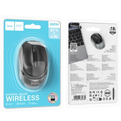 мишка бездротова hoco gm34 nuevo dual mode 2.4g + bluetooth (3.0+5.2) (чорний) 