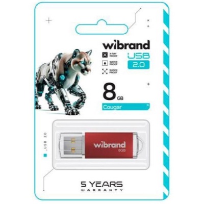 usb флеш-накопичувач wibrand 8gb cougar (червоний) 