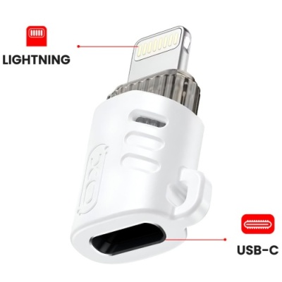перехідник xo nb256e type-c female - lightning male (білий) 
