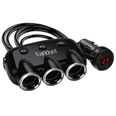 Розгалужувач прикурювача Earldom ES-CS1 (3порта + 2USB) 5V/3.1A  (Чорний)