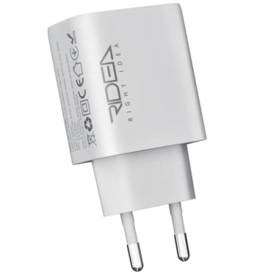 мережевий зарядний пристрій ridea rw-30120 turbo 1usb/1usb-c qc/pd 30w (бiлий) 