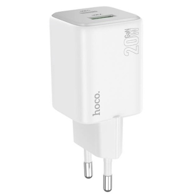 мережевий зарядний пристрій hoco n41 1usb/18w/qc3.0 + 1type-c/20w/pd (білий) 