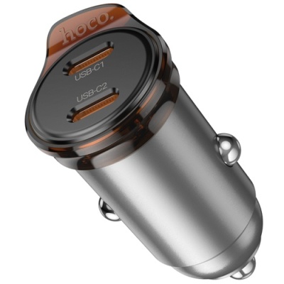 Автомобільний Зарядний Пристрій Hoco NZ16B PD45W (2Type-C) (сірий)