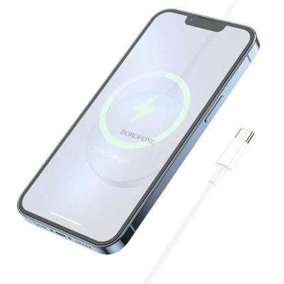 безпровідний зарядний пристрій borofone bq17 magnetic fast charger (бiлий) 