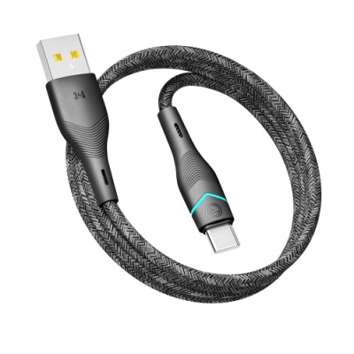кабель ridea rc-rl15 rgb light usb - type-c 3a 1.2m (чорний) 