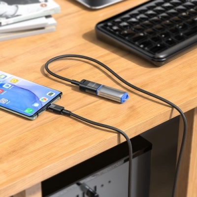 подовжувач usb hoco u107 type-c male to usb female usb3.0 (чорний) 