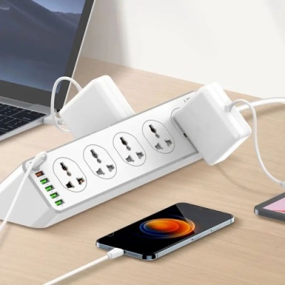 мережевий подовжувач ldnio sc10610 (10 ports / 1pd / 1qc3.0 / 4 usb / 2m) (бiлий) 