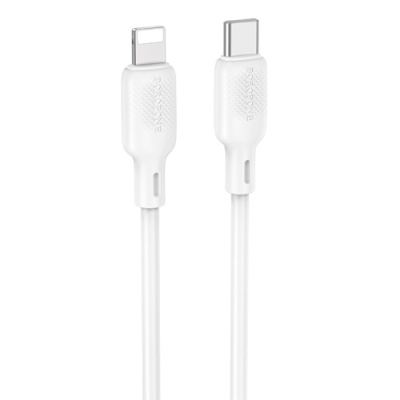кабель borofone bx113 silicone type-c - lightning pd27w/1m (бiлий) 