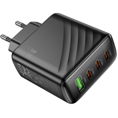мережевий зарядний пристрій hoco cs27a pd67w+ qc3.0 (1usb/3type-c) (чорний) 