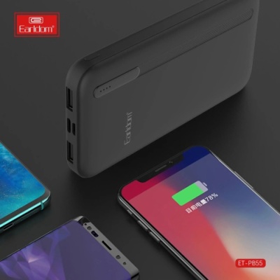 додаткова батарея power bank earldom et-pb55 10000mah 2usb/micro usb/type-c (чорний) 
