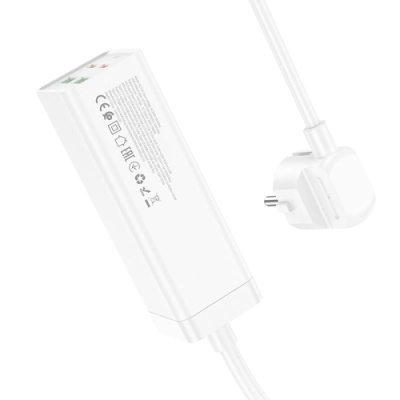 мережевий подовжувач hoco ac10a pd65w (2usb/2type-c/1xsocket) (білий) 