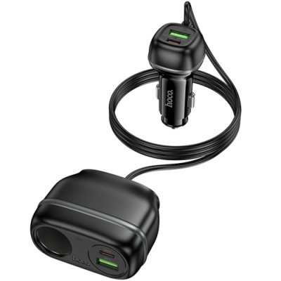 Розгалужувач прикурювача HOCO Z59A PD96W (1 роз'єм прикурювача/2USB/2Type-C/240W) (Чорний