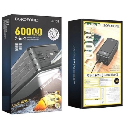 додаткова батарея power bank borofone dbt09 with light 60000mah (чорний) 