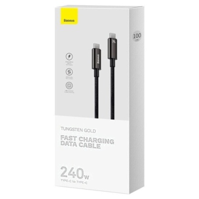 кабель baseus tungsten gold type-c - type-c 240w/1m (cawj040001) (black) 