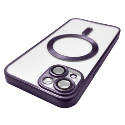 Купить чохол tpu metallic full camera with magsafe для apple iphone 13 (matte dark purple) онлайн