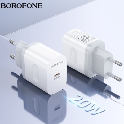 мережевий зарядний пристрій borofone ba99a 1type-c/20w/pd (білий) 