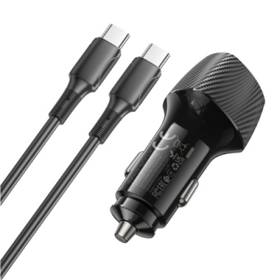 Автомобільний Зарядний Пристрій Borofone BZ31B 1Type-C/30W/PD + (Type-C - Type-C) (Чорний)
