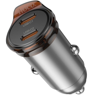 Автомобільний Зарядний Пристрій Hoco NZ16B PD45W (2Type-C) (сірий)